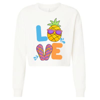 Love Summer Pineapple Cute Cropped Pullover Crew