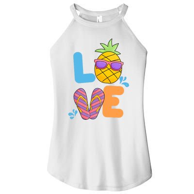 Love Summer Pineapple Cute Women’s Perfect Tri Rocker Tank