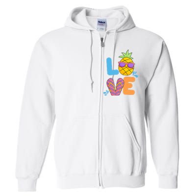 Love Summer Pineapple Cute Full Zip Hoodie