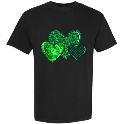 Love St Pattys Day Clover Leaf Hearts Garment-Dyed Heavyweight T-Shirt