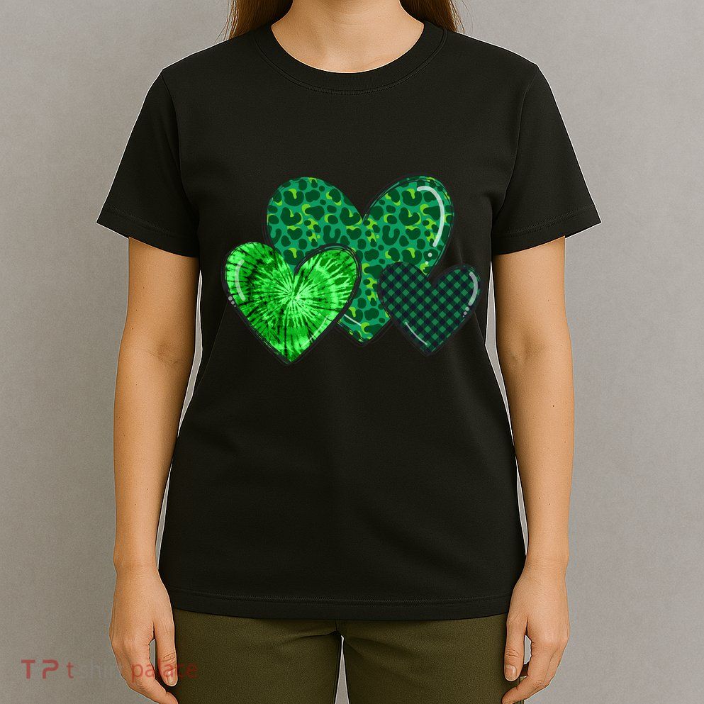 Love St Pattys Day Clover Leaf Hearts T-Shirt