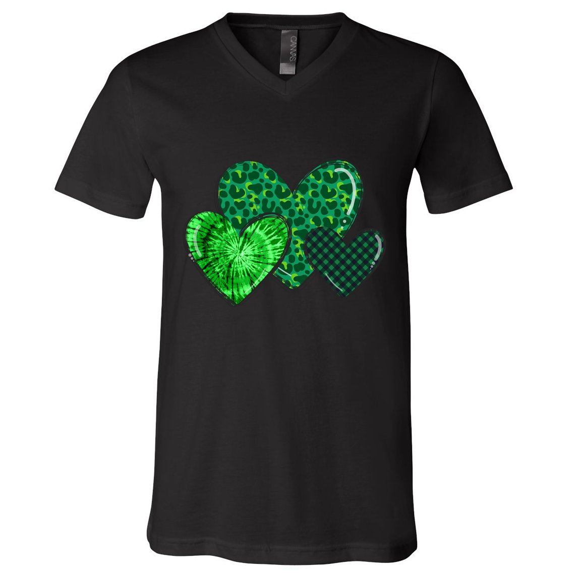 Love St Pattys Day Clover Leaf Hearts V-Neck T-Shirt