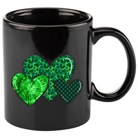 Love St Pattys Day Clover Leaf Hearts 11oz C Handle Ceramic Mug