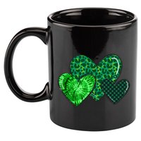 Love St Pattys Day Clover Leaf Hearts 11oz C Handle Ceramic Mug