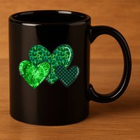 Love St Pattys Day Clover Leaf Hearts 11oz C Handle Ceramic Mug