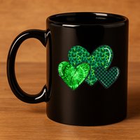 Love St Pattys Day Clover Leaf Hearts 11oz C Handle Ceramic Mug