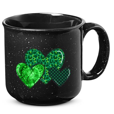 Love St Pattys Day Clover Leaf Hearts 15oz Campfire Ceramic Mug