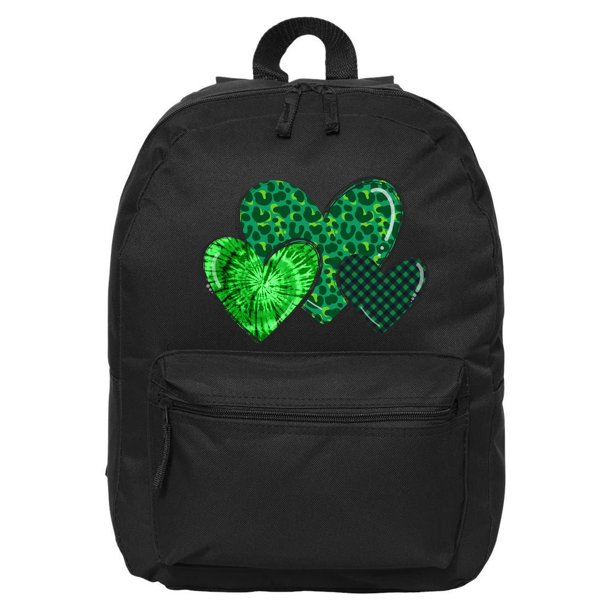 Love St Pattys Day Clover Leaf Hearts 16 in Basic Backpack
