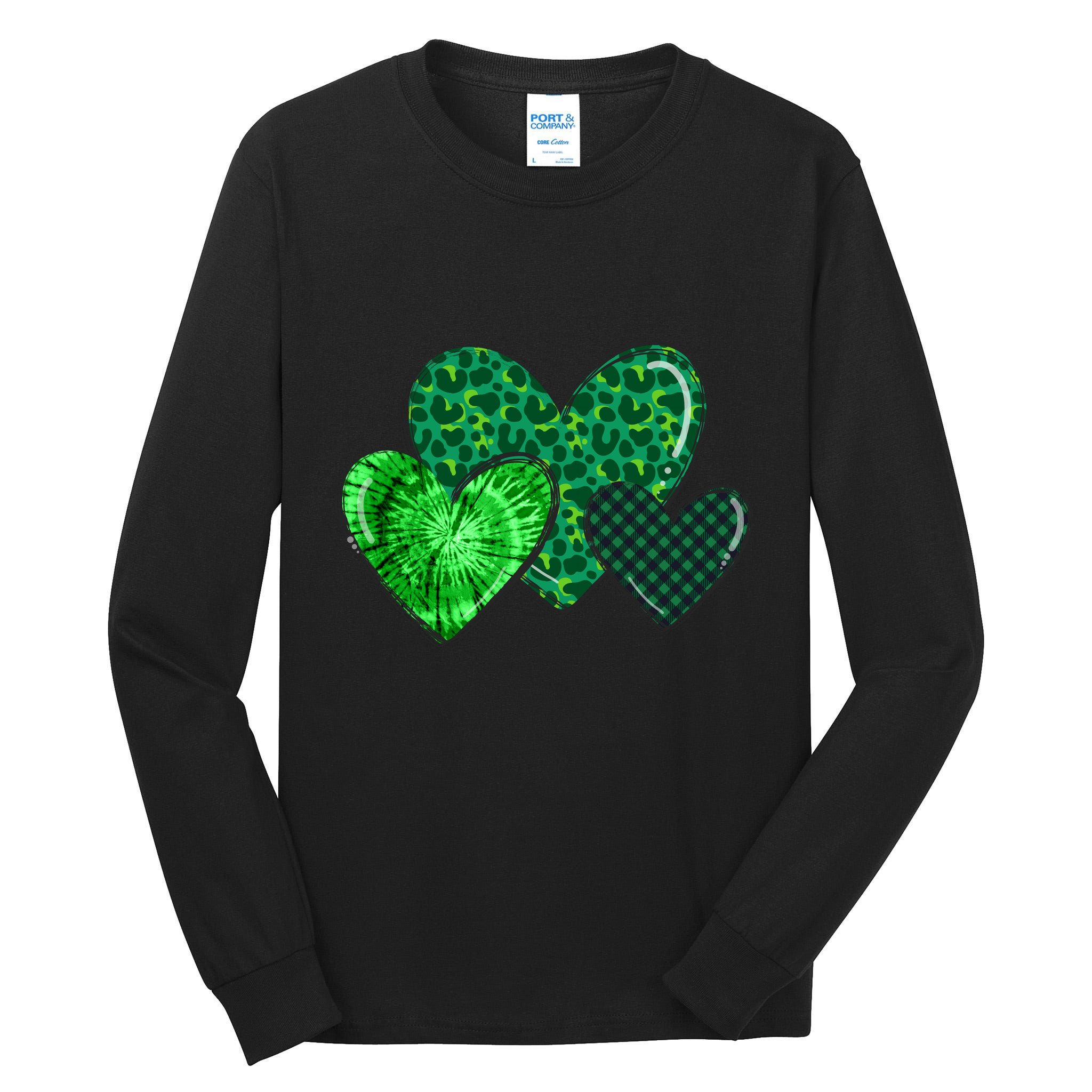 Love St Pattys Day Clover Leaf Hearts Tall Long Sleeve T-Shirt