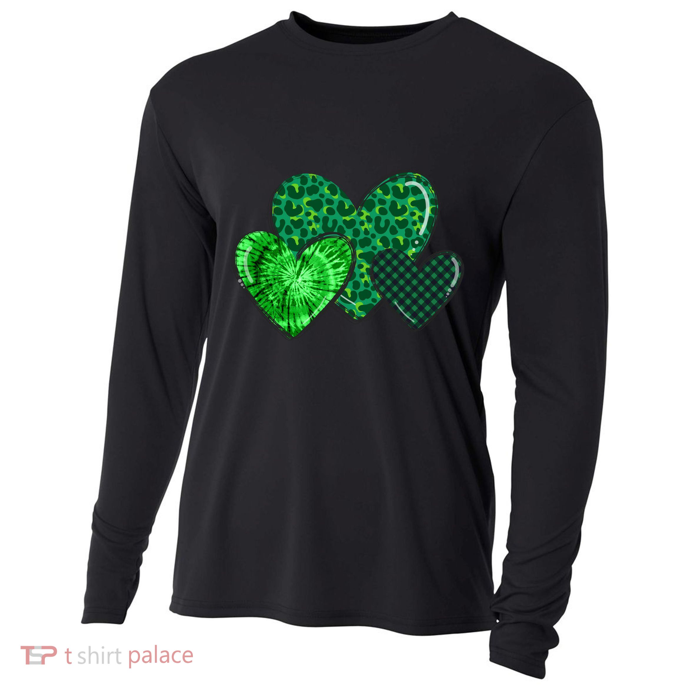 Love St Pattys Day Clover Leaf Hearts Cooling Performance Long Sleeve Crew