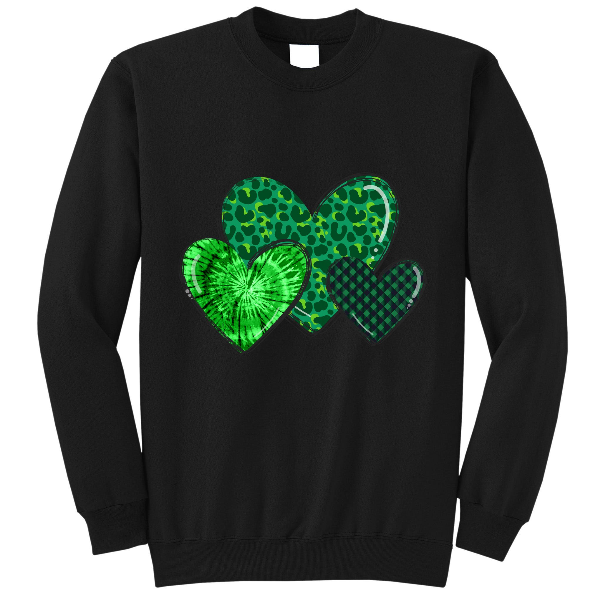 Love St Pattys Day Clover Leaf Hearts Tall Sweatshirt