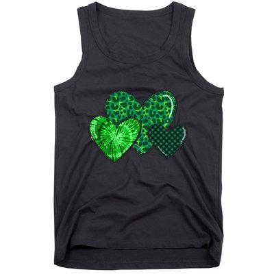Love St Pattys Day Clover Leaf Hearts Tank Top