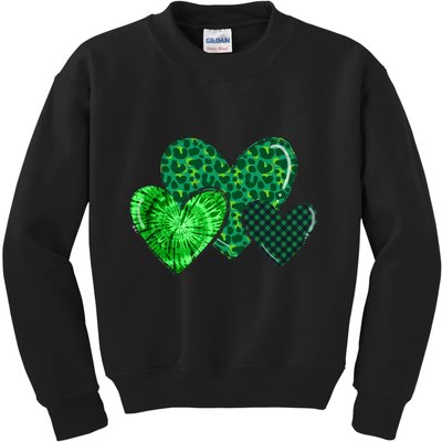 Love St Pattys Day Clover Leaf Hearts Kids Sweatshirt