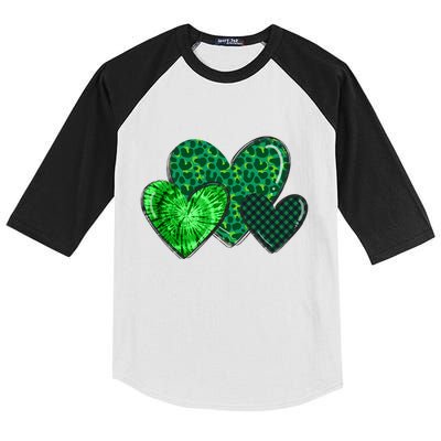 Love St Pattys Day Clover Leaf Hearts Kids Colorblock Raglan Jersey
