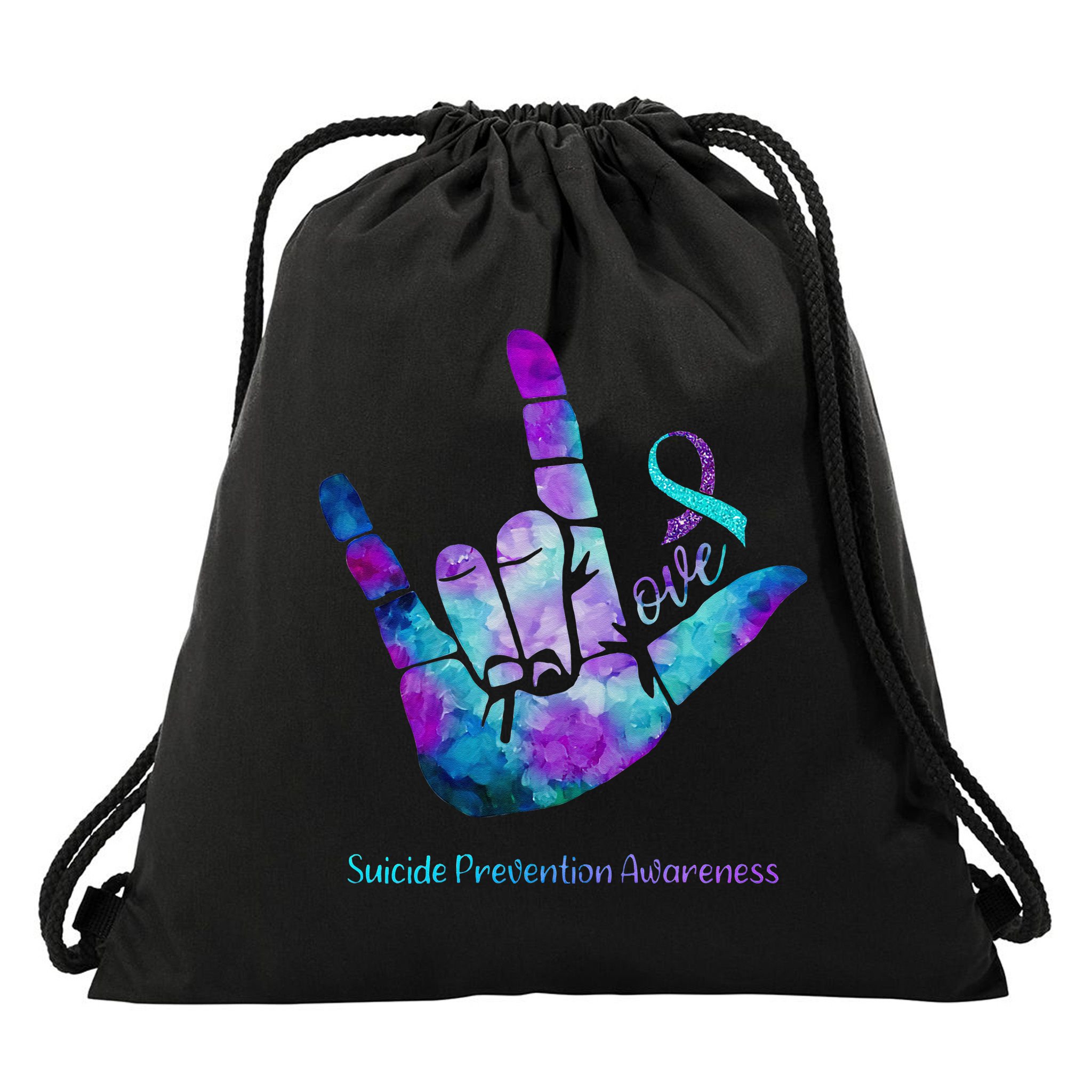 Love Suicide Prevention Awareness Drawstring Bag