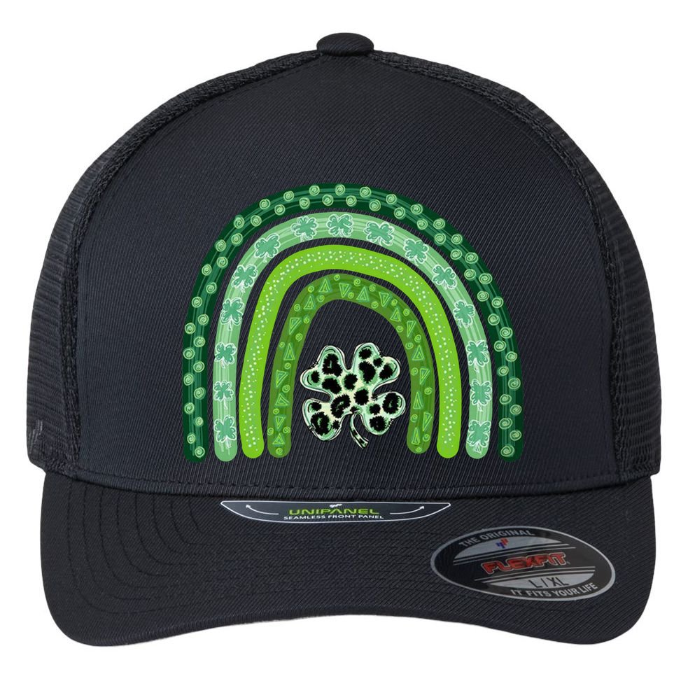 Lucky St Patrick's Day Rainbow Flexfit Unipanel Trucker Cap