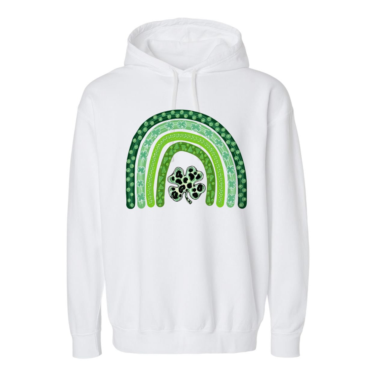 Lucky St Patrick's Day Rainbow Garment-Dyed Fleece Hoodie
