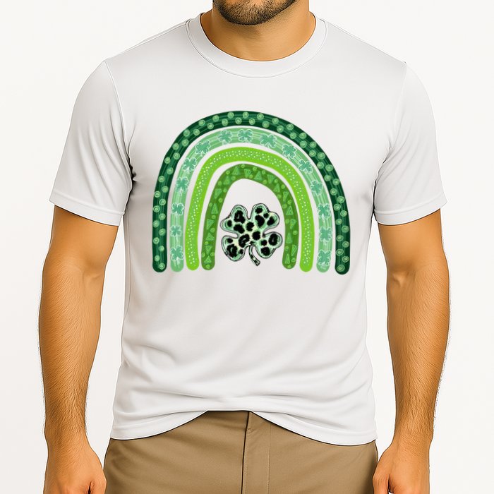 Lucky St Patrick's Day Rainbow Cooling Performance Crew T-Shirt