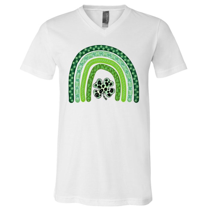 Lucky St Patrick's Day Rainbow V-Neck T-Shirt