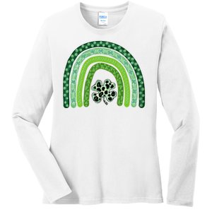 Lucky St Patrick's Day Rainbow Ladies Long Sleeve Shirt