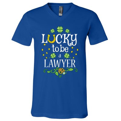 Lawyer St Patrick's Day Lucky To Be A Lawyer Gift V-Neck T-Shirt