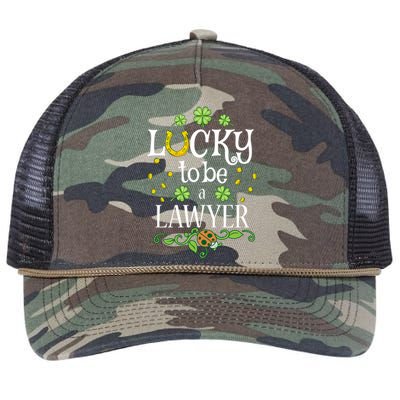 Lawyer St Patrick's Day Lucky To Be A Lawyer Gift Retro Rope Trucker Hat Cap