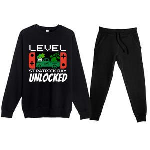 Level St. Patrick Day Unlocked Video Games Premium Crewneck Sweatsuit Set