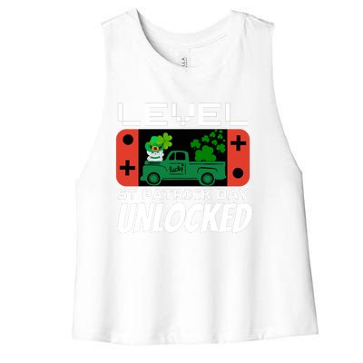 Level St. Patrick Day Unlocked Video Games Women's Racerback Cropped Tank