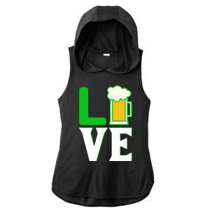 Love St Patricks Day Ladies PosiCharge Tri-Blend Wicking Draft Hoodie Tank