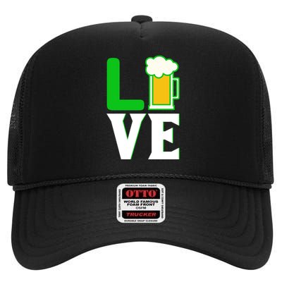 Love St Patricks Day High Crown Mesh Back Trucker Hat