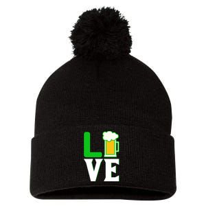 Love St Patricks Day Pom Pom 12in Knit Beanie