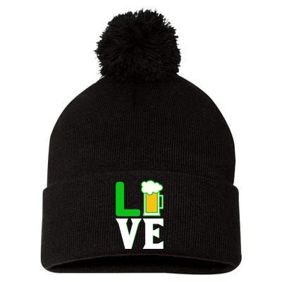 Love St Patricks Day Pom Pom 12in Knit Beanie