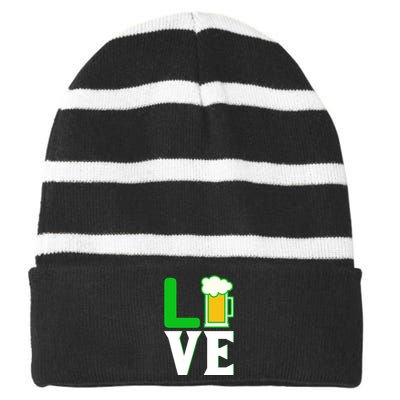 Love St Patricks Day Striped Beanie with Solid Band