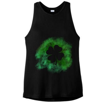 Lucky St Patrick's Day Clover Holiday Ladies PosiCharge Tri-Blend Wicking Tank