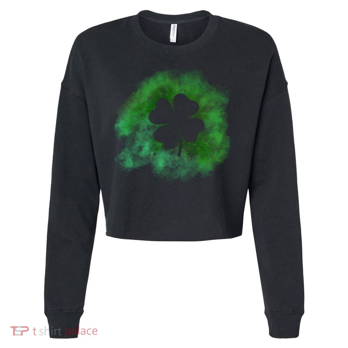 Lucky St Patrick's Day Clover Holiday Cropped Pullover Crew