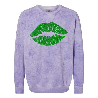 Lucky St Patrick's Day Lips Kiss Colorblast Crewneck Sweatshirt