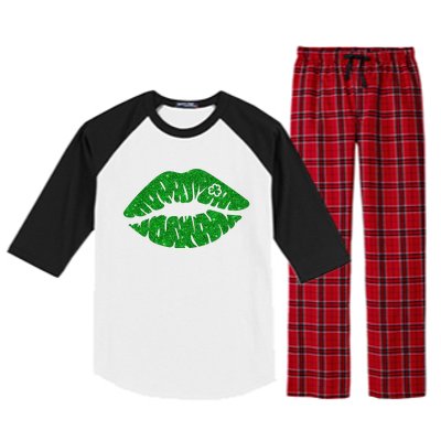 Lucky St Patrick's Day Lips Kiss Raglan Sleeve Pajama Set