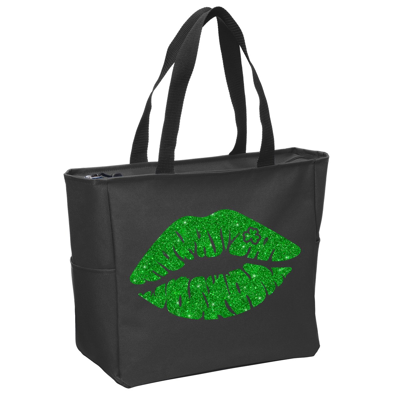 Lucky St Patrick's Day Lips Kiss Zip Tote Bag