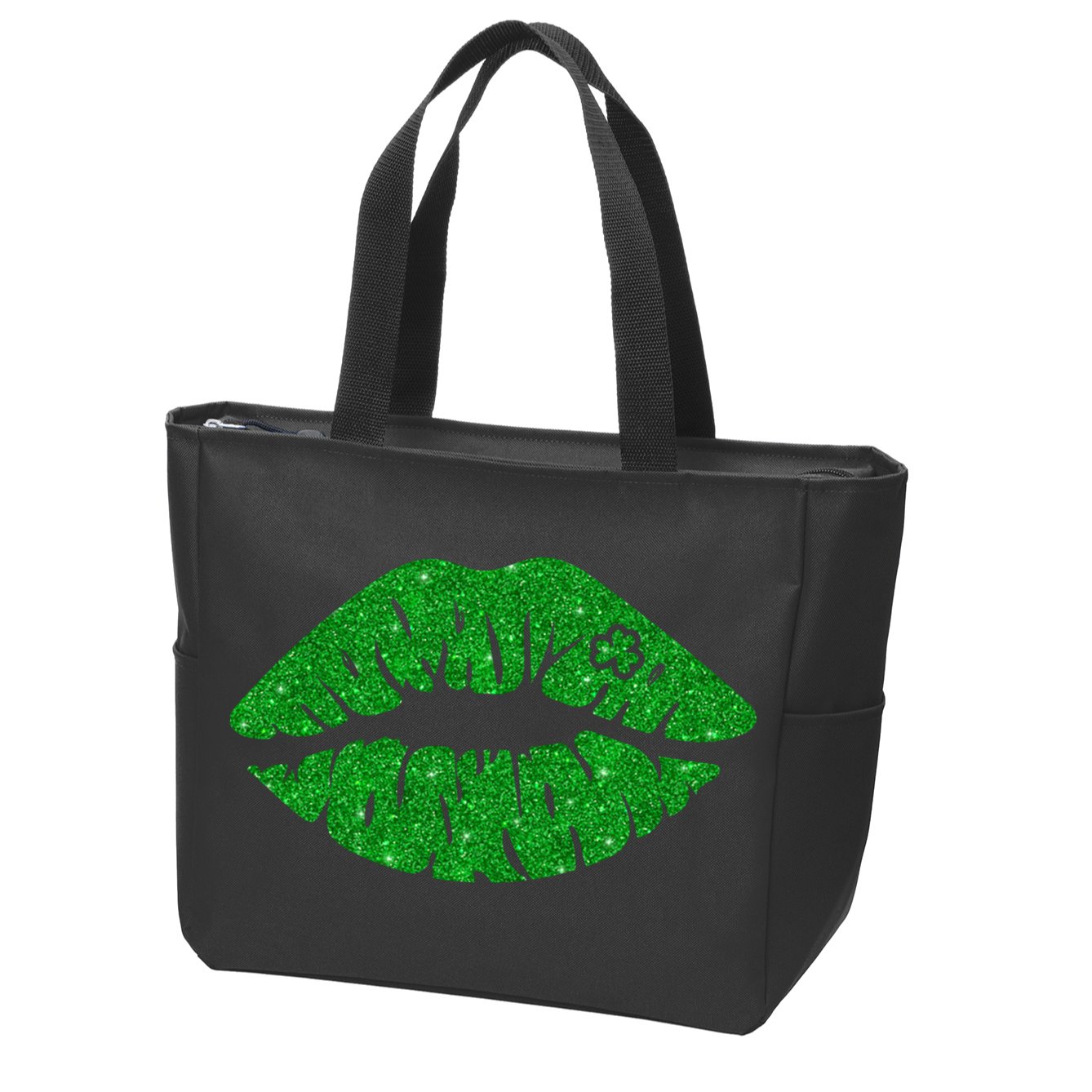 Lucky St Patrick's Day Lips Kiss Zip Tote Bag