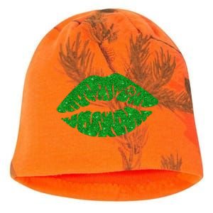 Lucky St Patrick's Day Lips Kiss Kati - Camo Knit Beanie