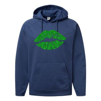 Lucky St Patrick's Day Lips Kiss Performance Fleece Hoodie