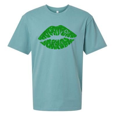 Lucky St Patrick's Day Lips Kiss Sueded Cloud Jersey T-Shirt