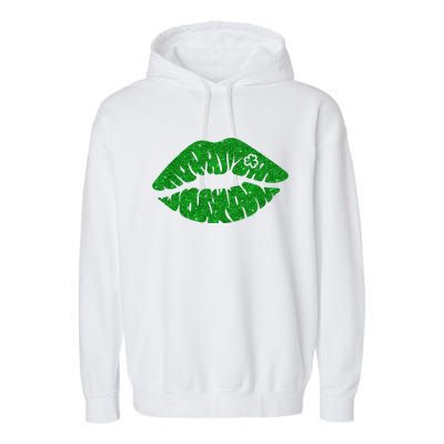 Lucky St Patrick's Day Lips Kiss Garment-Dyed Fleece Hoodie