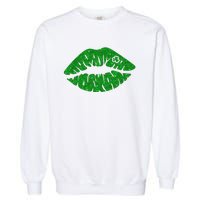 Lucky St Patrick's Day Lips Kiss Garment-Dyed Sweatshirt