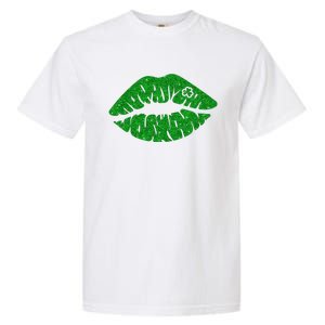 Lucky St Patrick's Day Lips Kiss Garment-Dyed Heavyweight T-Shirt