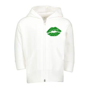 Lucky St Patrick's Day Lips Kiss Toddler Zip Fleece Hoodie