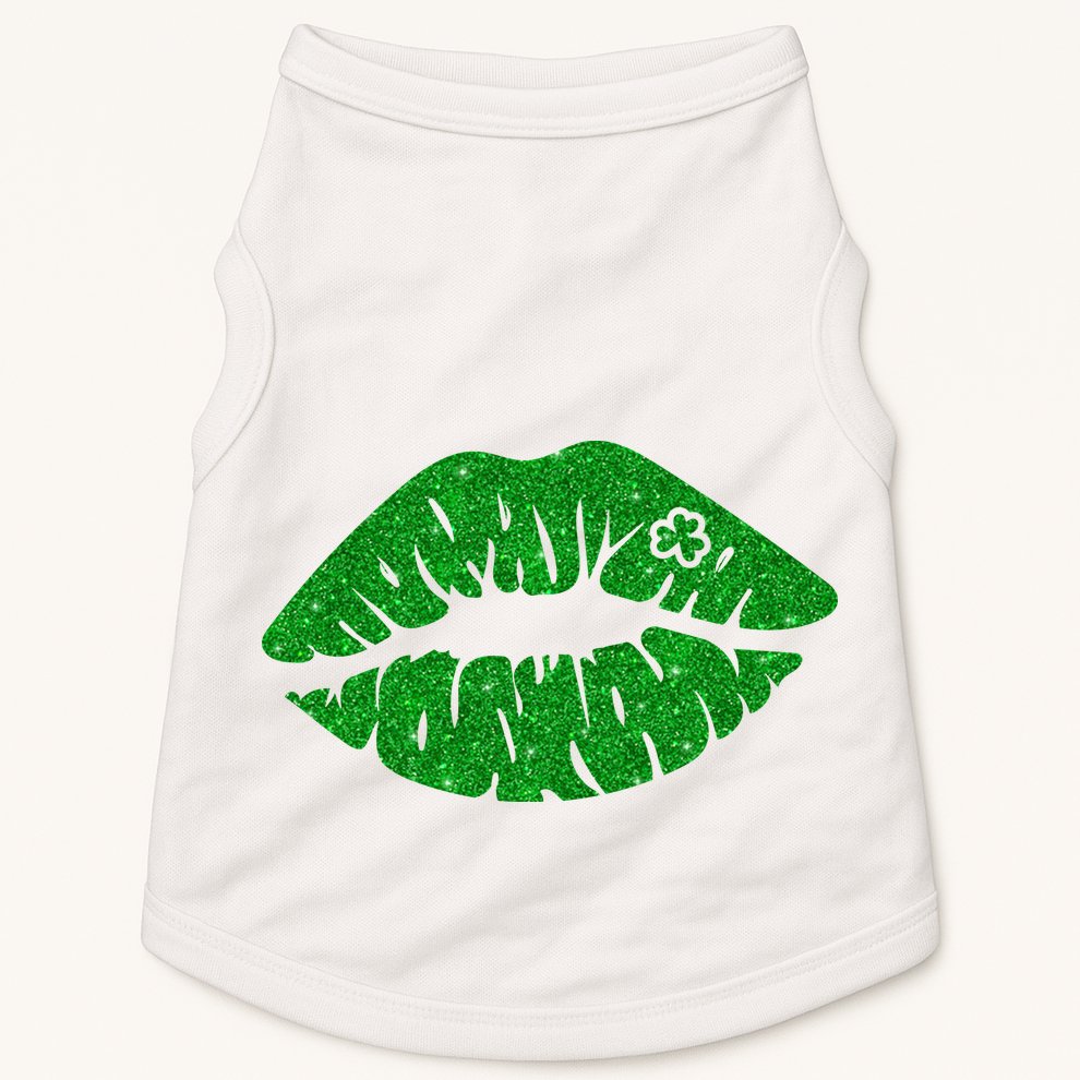 Lucky St Patrick's Day Lips Kiss Doggie Tank