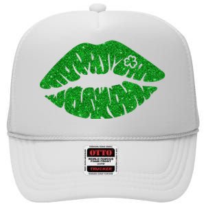 Lucky St Patrick's Day Lips Kiss High Crown Mesh Back Trucker Hat