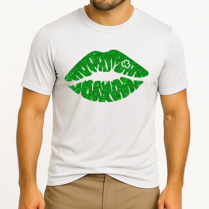 Lucky St Patrick's Day Lips Kiss Cooling Performance Crew T-Shirt