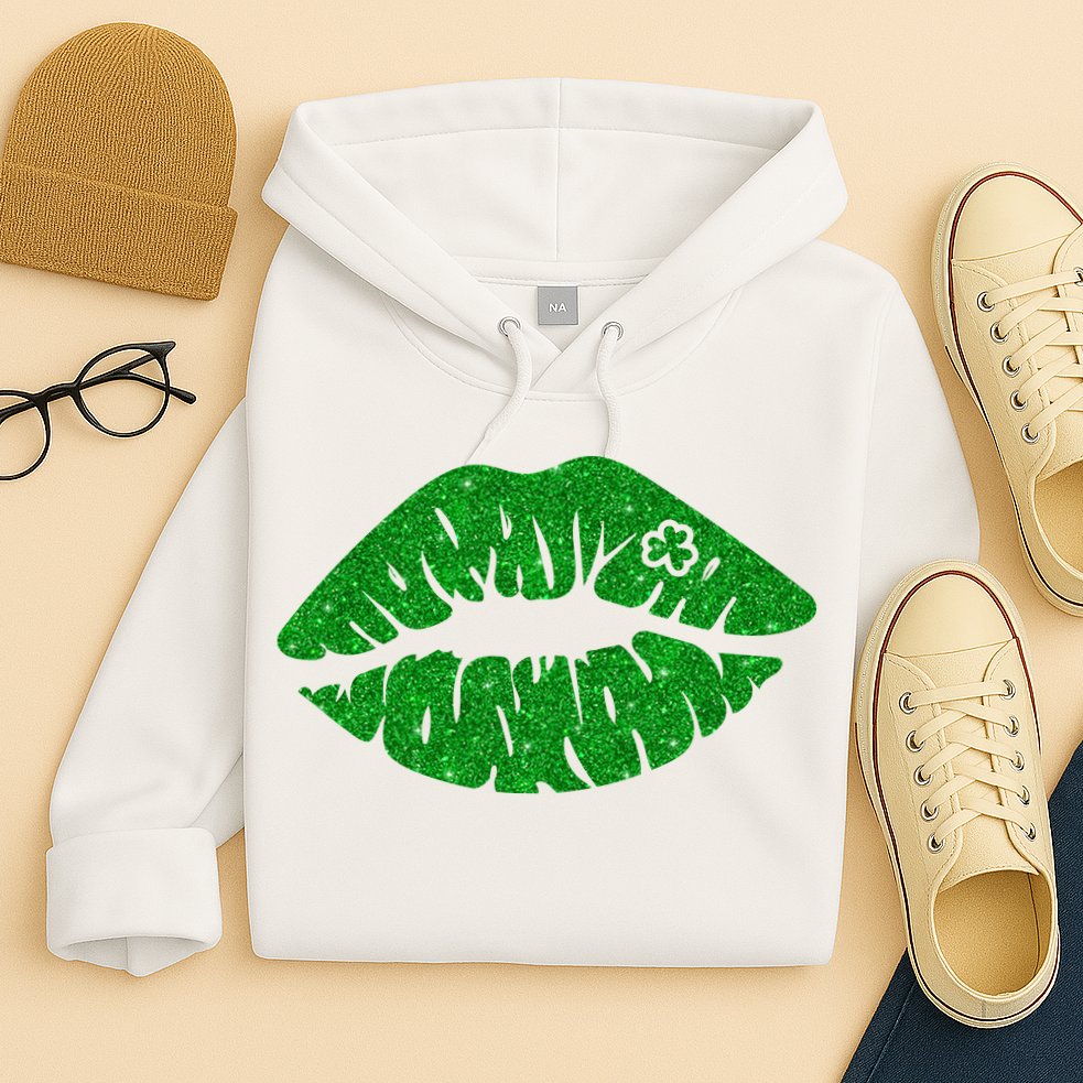 Lucky St Patrick's Day Lips Kiss Hoodie